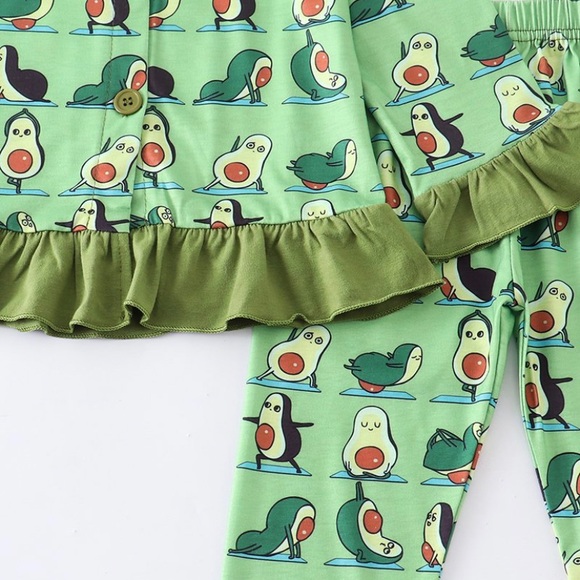 Avocado Ruffle Pajama Set - Picture 2 of 4